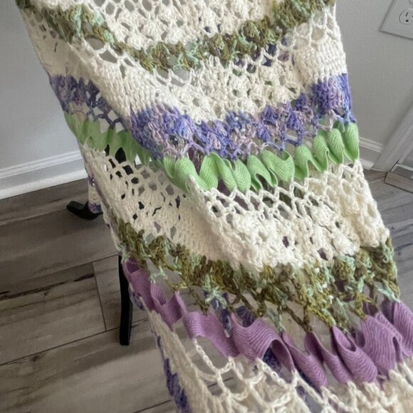 CYNTHIA STEFFE CROCHET SKIRT SZ S BOHEMIAN COTTON TAN LILAC GREEN VERSATILE CHIC - Picture 15 of 16